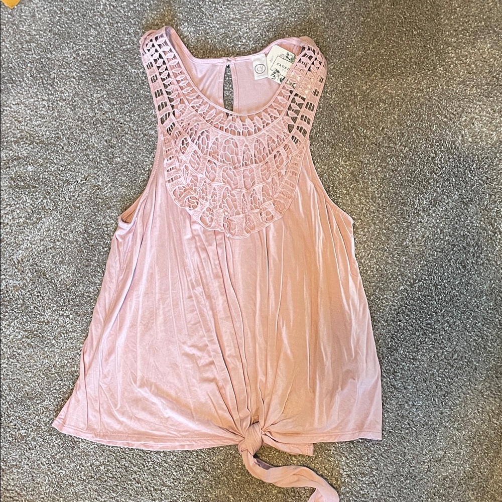 Blush Lace Accent Women's Tank Top